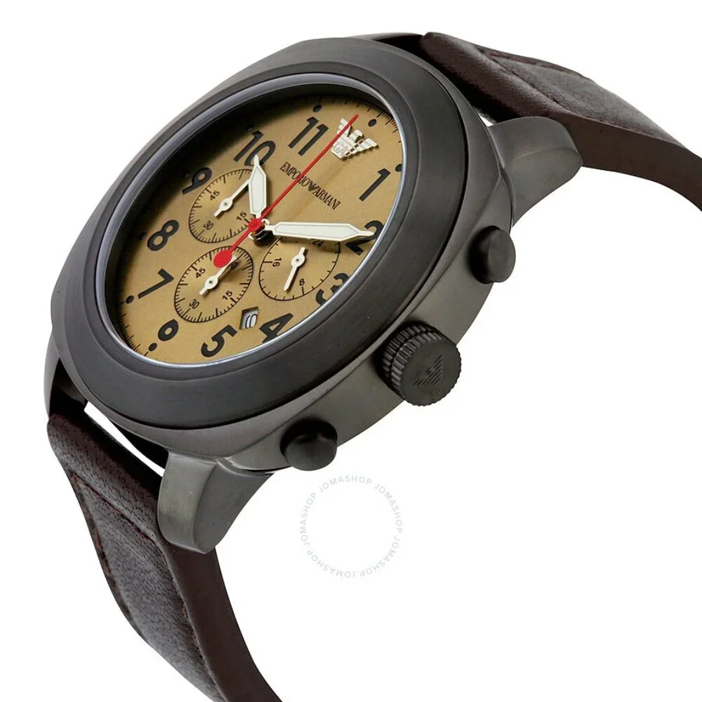Vintage Emporio Armani Men's Sportivo AR6055 Gunmetal Leather Quartz Watch 46mm - Picture 3 of 7